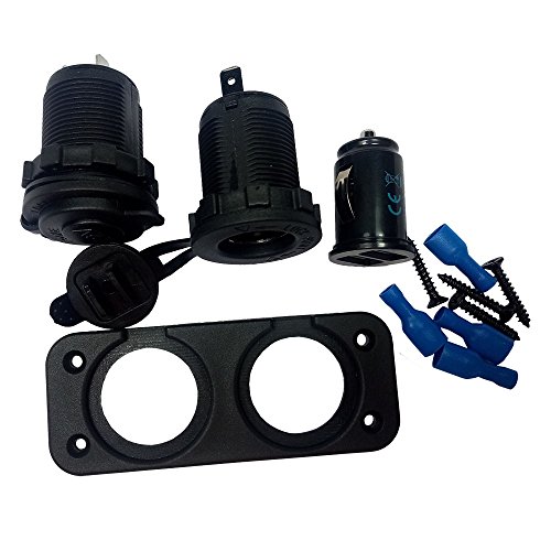 Dual USB Charger and Socket Blue Panel Mount Sea Marine 12 Volt Motorcycle Boat Rv Truck Plug Power Outlet #Ycn8/cr/cykd/tplt/4sq