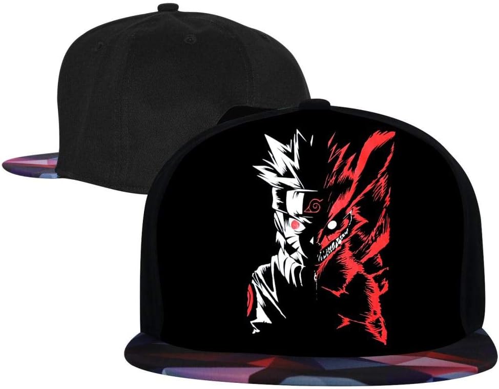 Therwd Unisex Hip Hop Cap 3D Anime Na-ruto Printed,Cool Rock Classic Fashion Snapback Hats,Adjustable Bill Baseball Cap,Dancing Flat Brim Baseball Cap Red