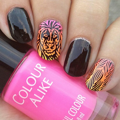 PUEEN Nail Art Stamping Plate - Animal Safari 01 - Theme Park Collection 125x65mm Unique Nailart Polish Stamping Manicure Image Plates Accessories Kit - BH000713