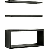 Ypvxe Floating Shelves, 15.7 Inch 3-Pack Wall Mounted Heavy Duty Black | 15.7"L x 5.9"W. 40 lbs Heavy-Duty with Reinforced Brackets, Thick Board for Bathroom Bedroom Living Room Kitchen