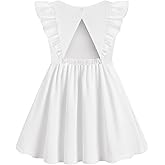 Arshiner Toddler Girl Dresses Ruffle Sleeve Dress for Girl Kids Summer Casual Beach Backless Sundresses with Pockets 2-6T
