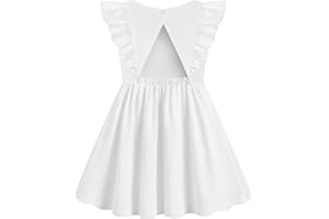 Arshiner Toddler Girl Dresses Ruffle Sleeve Dress for Girl Kids Summer Casual Beach Backless Sundresses with Pockets 2-6T