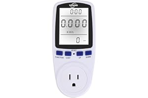 YICHENG Electrical Usage Monitor,Watt Meter,Power Meter,Wattage Meter,Energy Voltage amp Meter Tester with,Overload Protection,7 Modes Display(White Backlight)