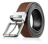 Men's Genuine Leather Dress Belt, Reversible Belt for Men Black/Brown
