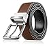 Men's Genuine Leather Dress Belt, Reversible Belt for Men Black/Brown Adjustable Size Up to Size 44