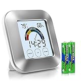 Adoric Life Hygrometer Thermometer, Indoor Thermometer Humidity Monitor with Touchscreen, Backlight, Time and Alarm (Battery Included)