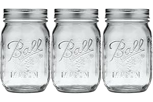 Ball Glass Mason Jar, Regular Mouth, Pint Size, 16 OZ (Pack of 3)