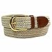 Luxury Divas Beige White Braided Elastic Stretch Leather Tipped Belt Size Large