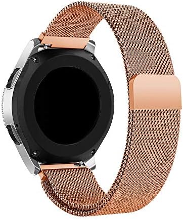 PINHEN for Gear S3 Watch Band Straps - Gear S3 Milanese Loop Magnetic Stainless Steel Strap for Galaxy Watch 46mm, Pebble time, Huawei Watch GT, Ticwatch Pro, LG G Watch (Milanese Rose)