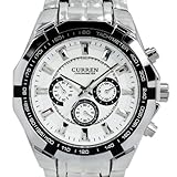 Curren White Case Stainless Steel Band Men Analog Wrist Watch (White)