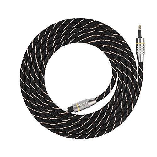 Digital Optical Cable for Toslink, Home Theater, Optical Fiber Toslink to 3.5mm Mini Connector Optical Cable Connector with Metal Connectors, PVC Sheathed Voltage Discharge 2m