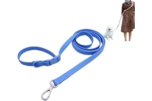 TESITEHI Hands Free Dog Leash, 4-7.5 FT PVC Waterproof Multifunctional Dog Leash Adjustable Lengths for Handless Walking Training Running with Cross Body, Over Shoulder, Waist and Belt Leash (Sky Blue)