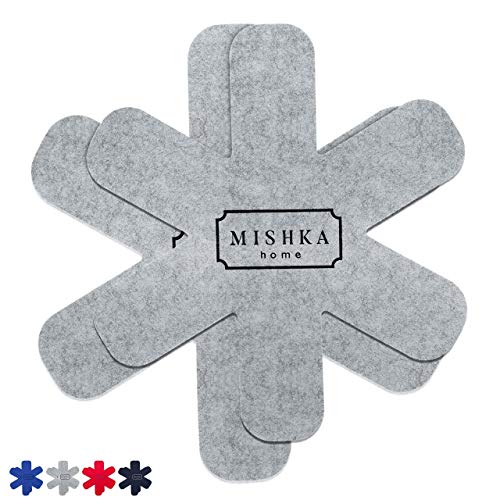 MISHKA Home Pot Pan Protectors for Stacking (P3GRAY) Plush Thick