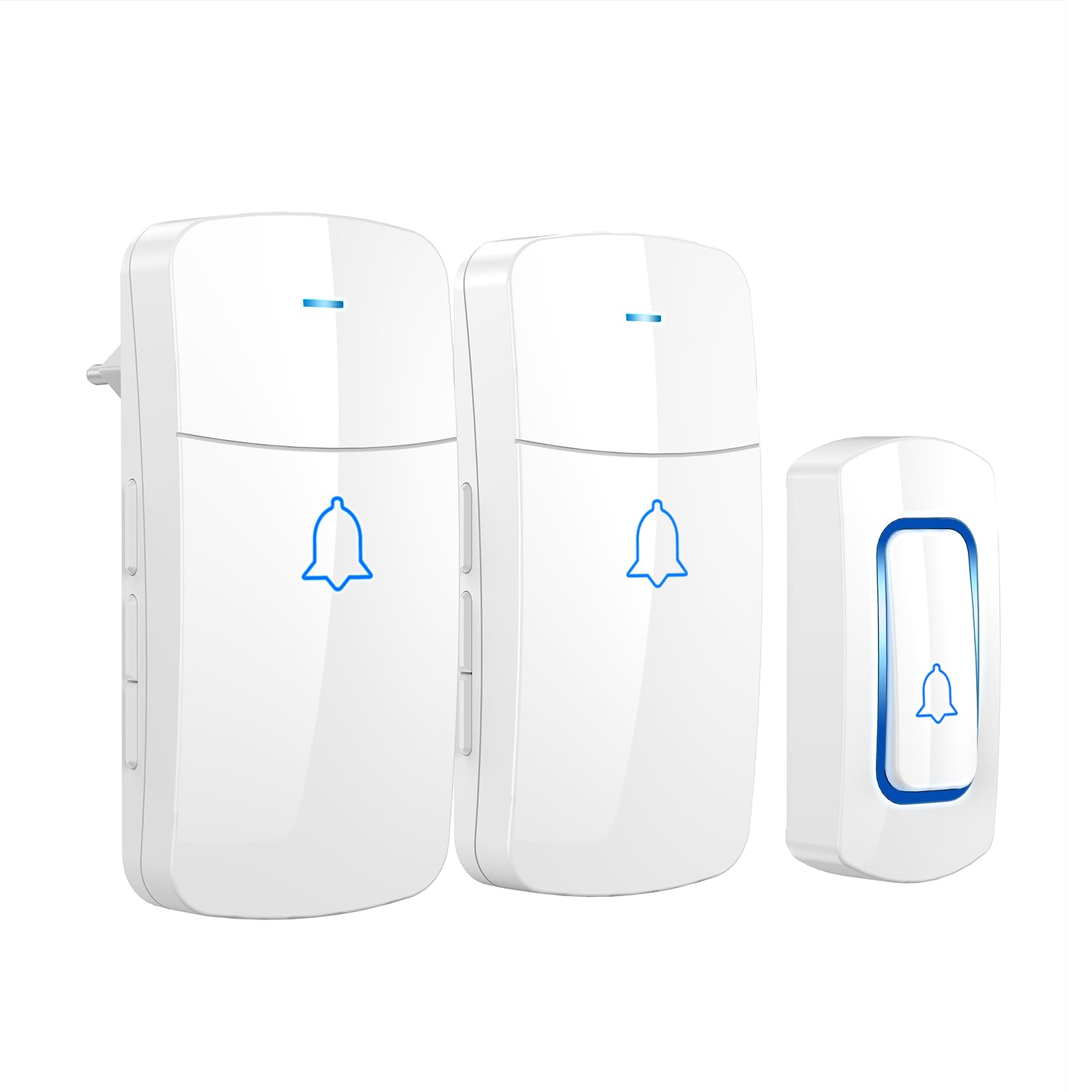 AVANTEK Wireless Doorbell, 1300 ft Long Range Door Chime Kit, IP55 Waterproof, 52 Melodies, Up to 115dB Volume and LED Flash with 2 Plug-in Receivers & 1 Push Button, White