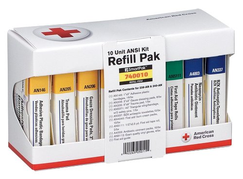 First Aid Kit Refill, Refill, Cardboard Case Material, Workplace, 10 People Served Per Kit - 1 Each