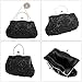 b.m.c BMC Black Beaded Sequin Design Metal Frame Kissing Lock Clasp Satin Interior Evening Clutch - Exuding Eloquences Collection