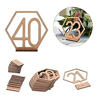 Joy&Leo 4 Inch Small Wood Wedding Party Table Numbers (NO. 21-40), Easy to Assemble, with Sturdy Holder Base, for Party Table Centerpieces Reception Decorations