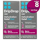 DripDrop ORS - Patented Electrolyte Powder for Dehydration Relief fast - For Hangover, Heat Exhaustion, Illness, Sweating & Travel Recovery, Berry Flavor 2 Pack, Makes (8) 16oz Servings
