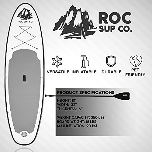 Roc Paddle Boards Inflatable Premium Paddleboard Pack W/ Heavy Duty