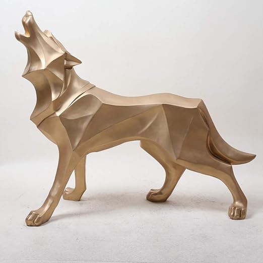 Amazon Com Gepijpgekh Wolf Statue Modern Abstract Animal Sculpture Geometric Resin Figurine Fashion Home Decoration Gift Desktop Ornament Home Kitchen