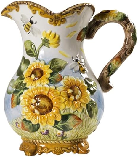 Amazon 花瓶 家のキッチンガーデンオフィス屋内の装飾のための陶磁器の花瓶の人工植物ひまわりの花瓶の装飾品 ホームキッチン Color A 花器 インテリアボウル オンライン通販