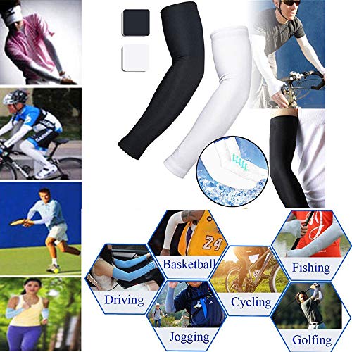 Koolsants 5 Pairs Cooling Arm Sleeves Cover UV Sun Protection Basketball Sport Outdoor Training, Basketball, Volleyball, Football, Riding, Driving, Length: 16inch
