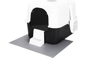 RIZZARI Cat Litter Box with Lid, Increased Entrance Height, Top Entry Enclosed Litter Box with Door, Easy to Install, Suitable for Cats up to 25lbs (Black with Handle,Large)