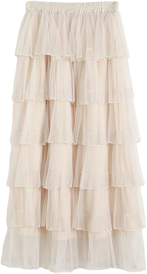Yiiquan Womens Retro Long Maxi Vintage Dress Swing Ruffle Flowing Elastic Waist Beach Skirt
