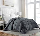 Beckham Hotel Collection Luxury 100% Egyptian Cotton Down Comforter - 70 oz Fill Weight, & 750 Fill Power - All Season Premium & Hypoallergenic Duvet Insert - Full/Queen - Gray