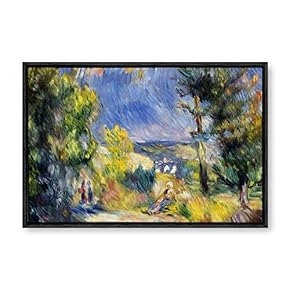 Framed Canvas Wall Art for Living Room, Bedroom La Grenouillere by Pierre-Auguste Renoir Canvas Prints for Modern Home Decoration Ready to Hang - 16"x24" inches