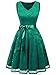 IVNIS Women's Short Bridesmaid Dress V Neck Vintage Floral Lace Swing Cocktail Dress