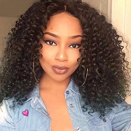 ARUKI HAIR Unprocessed Natural Black Color Peruvian Virgin Human Hair Kinky Curly Lace Front Wig Afro Kinky Curly Hair Wigs 18 Inch