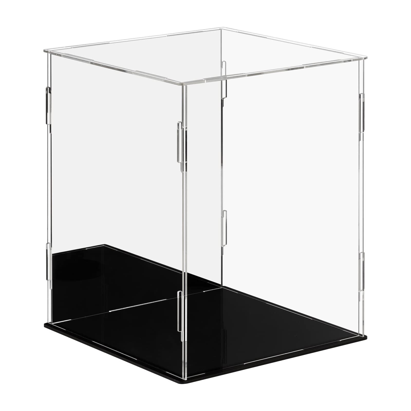Dezzer Acrylic Display Case Box with Black Base, Assemble Countertop Clear Acrylic Dustproof Protection Showcase for Action Figures Toys, Collectibles, Home Storage (20x20x25cm)