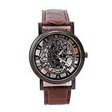 Han Shi Luxury Watch, Men Fashion Quartz Wristwatch Military Sport Leather Band Dial Clock (Large, A)