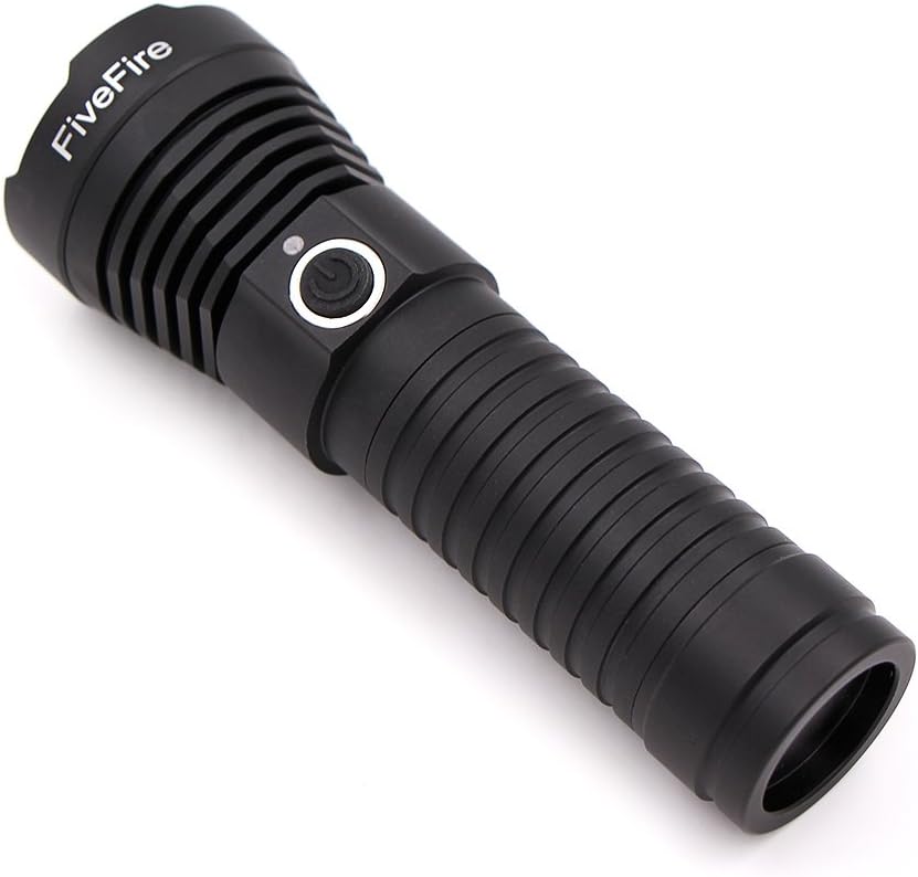 FiveFire LED Flashlight ,Rechargeable, Pocket-Sized Torch (for Camping, Hiking and Emergency Use) with 1000 Lumens CREE LED, 5 Light Modes, (26650 Battery not included)