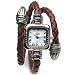 Sinceda Classic Women Watch Stylish Coffee Cable Leather Braided Around Bracelet Bangle Black Watch