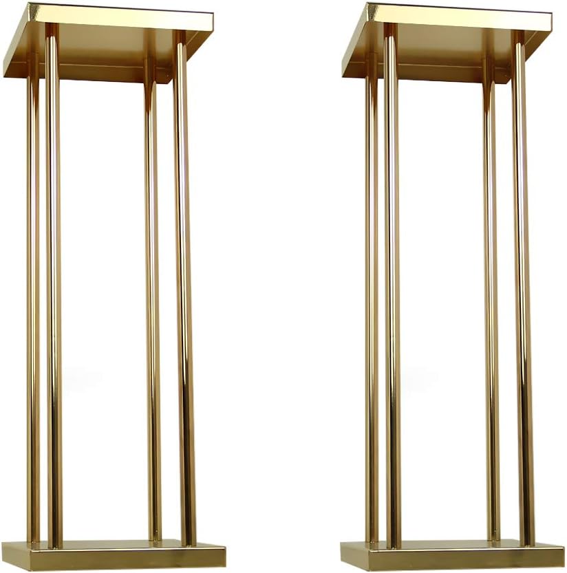 VINCIGANT Gold Wedding Flower Stand Vase Column,Metal Flower Arrangement for Wedding Party Dinner Centerpiece,Event Restaurant Hotel Decoration,Pack of 2