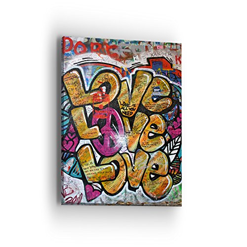 Loves Peace Sign Canvas Wall Art - Street Art Graffiti Series