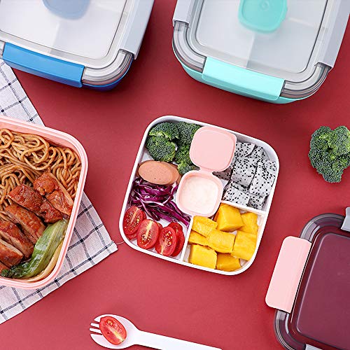 Shopwithgreen 52 OZ to Go Salad Container Lunch Container, BPA-Free, 3-Compartment for Salad Toppings and Snacks, Salad Bowl with Dressing Container, Built-in Reusable spoon, Microwave Safe (Navy)