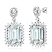 Gem Stone King 925 Sterling Silver Sky Blue Simulated Aquamarine Earrings | Emerald Cut 14X10MM Dangle Earrings For Women | Gemstone March Birthstone | 13.88 Cttw