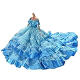 JiaUfmi 1 Pcs Blue Dress Rapunzel Party Dress Costume Wedding Gown Dress for Dolls