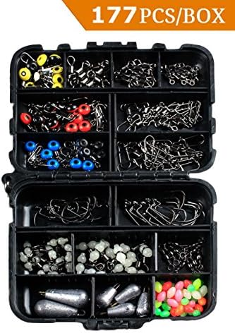Sinrier 177Pcs/Box Fishing Accessories Set Freshwater Saltwater Fishing Tackle Box,Fishing-Lure-Boxes-Bait Tackle-Plastic-Storage,Fishing-Accessories Stor, Small-Lure-Case (177 pcs)