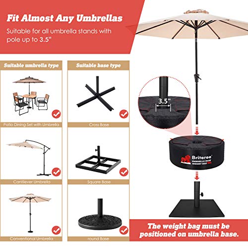 BRITEREE Umbrella Base Weight Bag for Umbrella Stand with Double Side