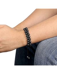 Top Plaza - Brazalete difusor de aceites esenciales para hombres y mujeres, 8 mm, roca de lava, cuerda trenzada, piedra natural, abalorios de yoga