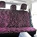 OxGord 17pc Set Zebra Animal Print Auto Seat Covers Set - Front Low Back Buckets - Rear Split Bench - Pink & Black