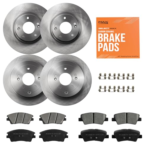 MAX Advanced Brakes - Brake Kit For 2016-2021 Hyundai Tucson, 2017-2022 Kia Sportage (w/Manual Parking Brake)| Carbon Ceramic Brake and Rotor Kit Front and Rear| OE Replacement Brake Rotors