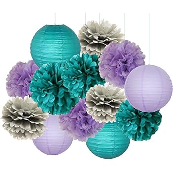 Amazon Com Mermaid Party Decorations Teal Purple Grey Baby Shower