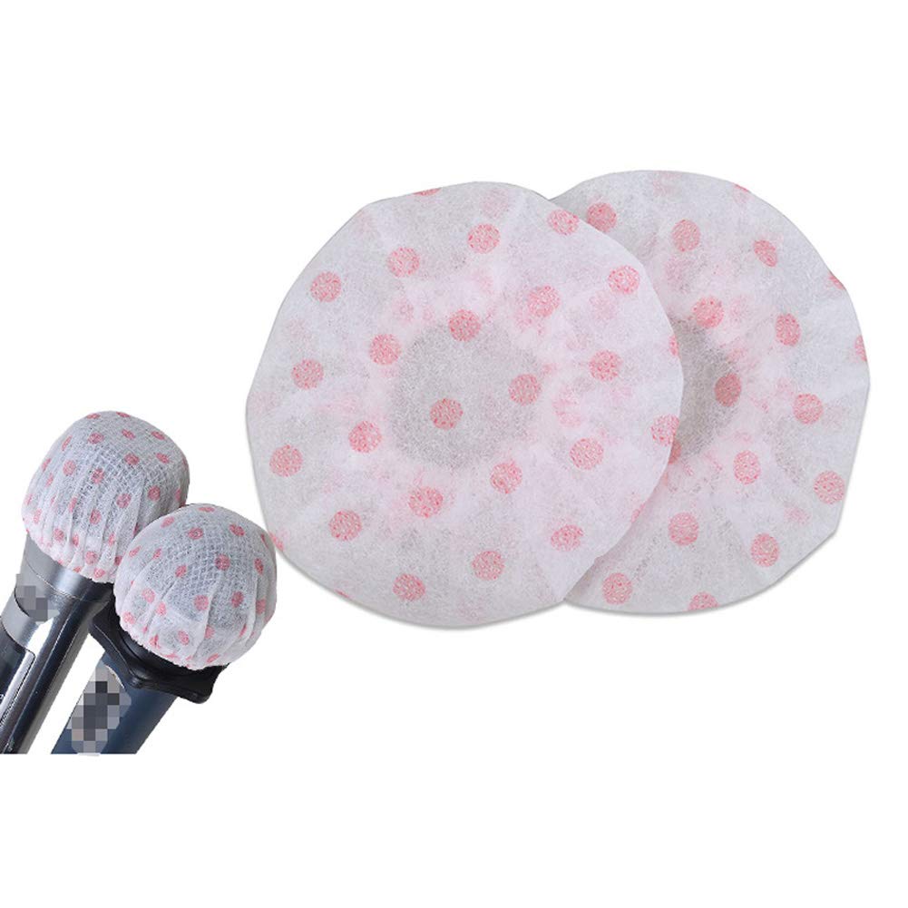 100Pcs Disposable Microphone Cover Non-Woven Elastic Band Karaoke Mic Cover Handheld Microphone Grill Hygiene Cover Protective Cap