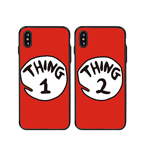 iPhone 10/iPhone X Case-TTOTT 2X BFF Case Cute Red Thing 1 2 Design Lovers Couple Best Friends Ultra-Slim Soft Silicone Bumper Frame Hard Back Cover Case for iPhone 10/iPhone X Plus 5.8