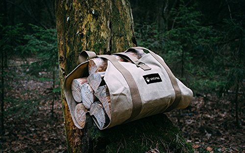 image for ANTING Waxed Canvas Firewood Log Carrier Fireplace Wood Tote Bag Holde